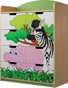 Regał Safari z szufladkami korpus brzoza